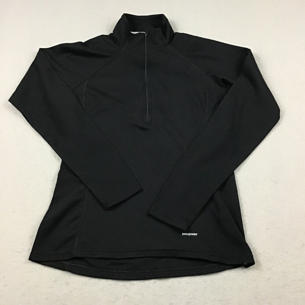 Patagonia Sweater Women Medium Black Capilene Baselayer 1/4 Zip Lightweight M